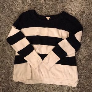 Striped cut out knit sweater